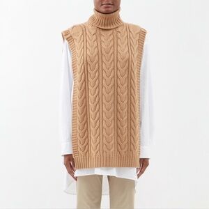 NWOT MAX MARA Weekend Afa Sweater Vest Camel Cable Knit Wool Made in Italy OS